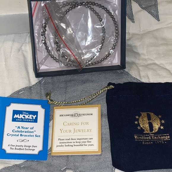 Bradford Exchange Pair of Disney Silver Bangle Bracelets - New in Box - Picture 2 of 7